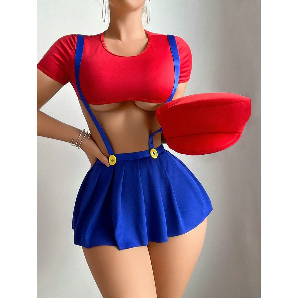 Red blue pleated skirt roleplay costume set, photo 3