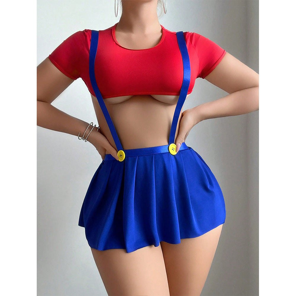 Red blue pleated skirt roleplay costume set, photo 4