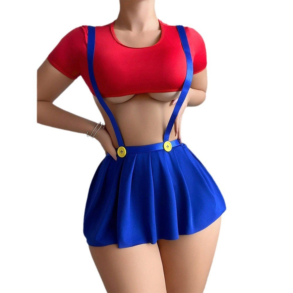 Red blue pleated skirt roleplay costume set, photo 5