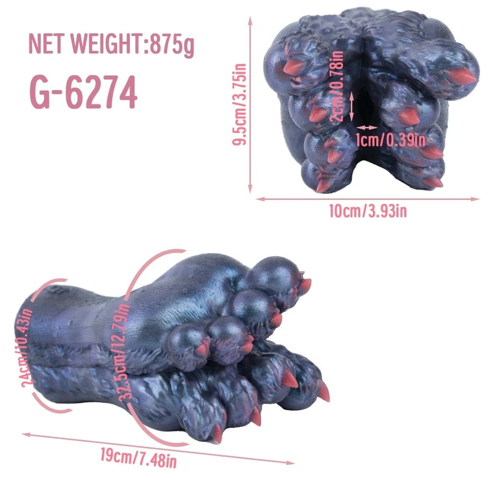 Slate blue monster paw masturbator with red claw accents, photo 10