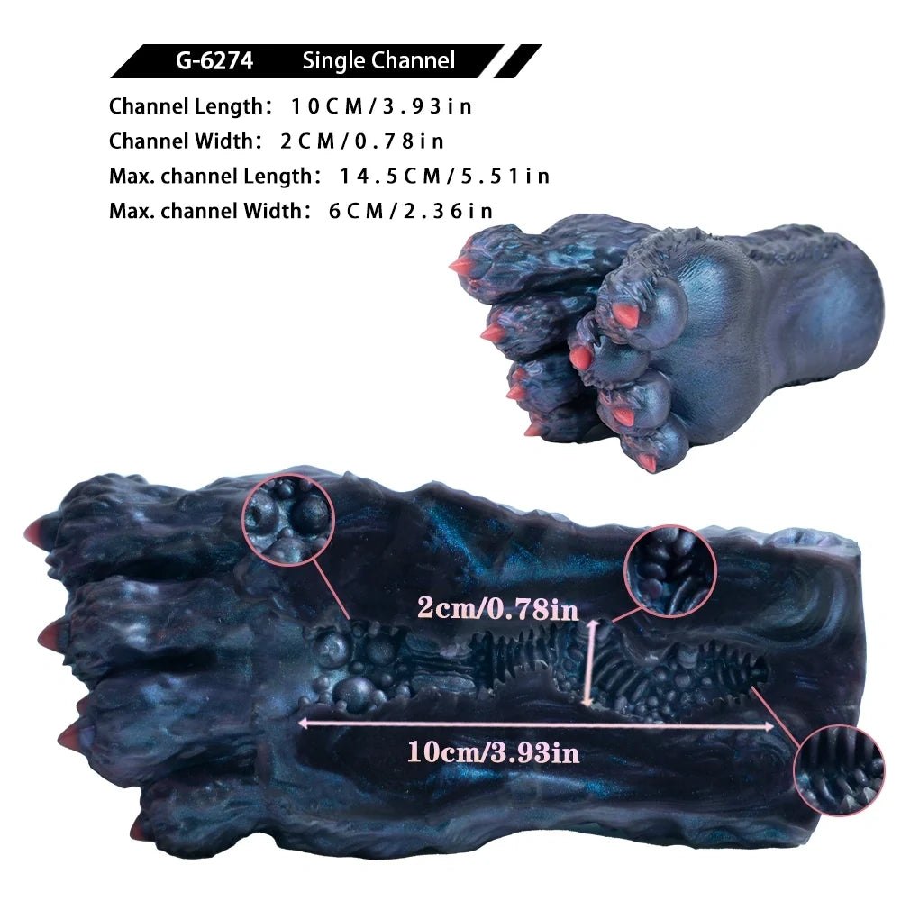 Slate blue monster paw masturbator with red claw accents, photo 11