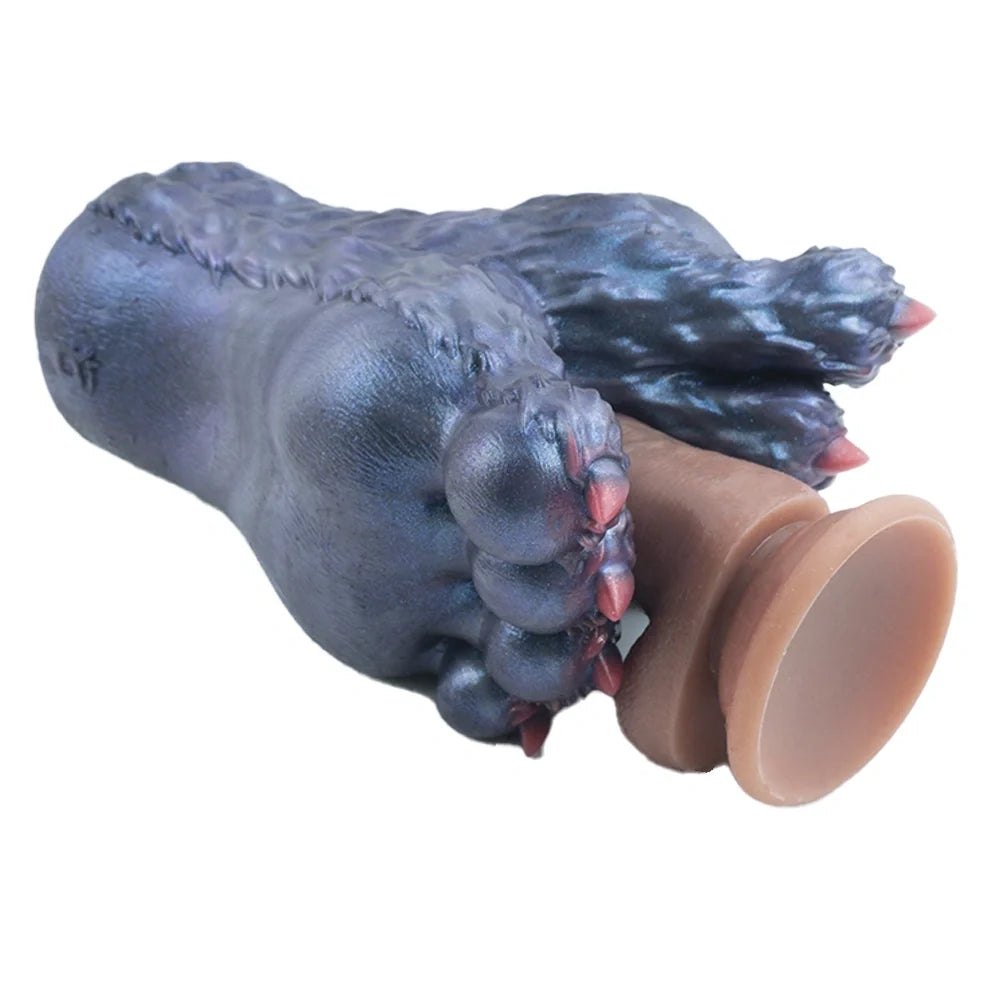 Slate blue monster paw masturbator with red claw accents, photo 3