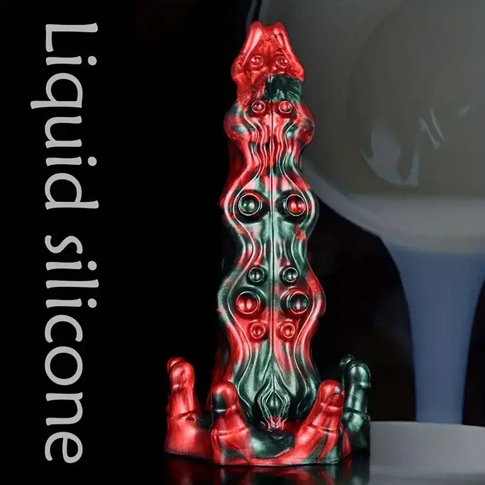 Red and green marbled fantasy dragon dildo, photo 1