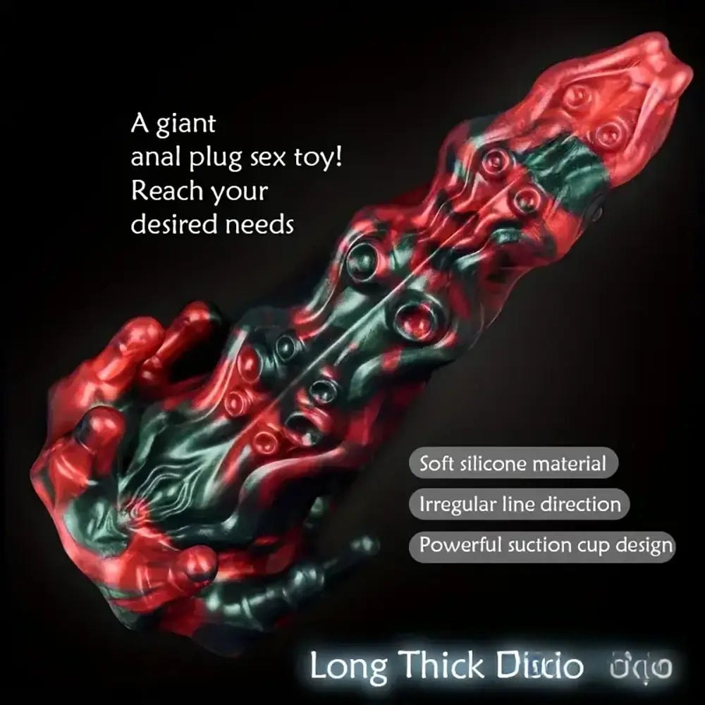 Red and green marbled fantasy dragon dildo, photo 2