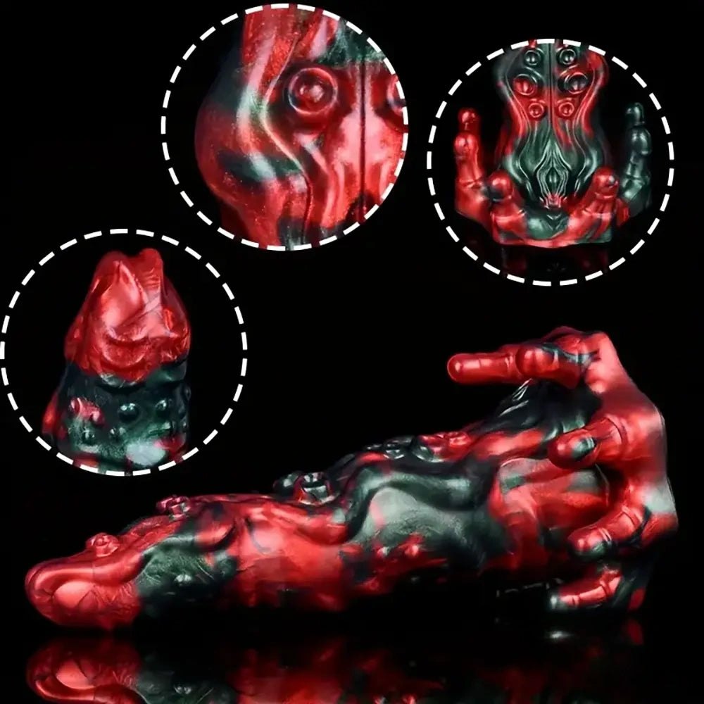 Red and green marbled fantasy dragon dildo, photo 5