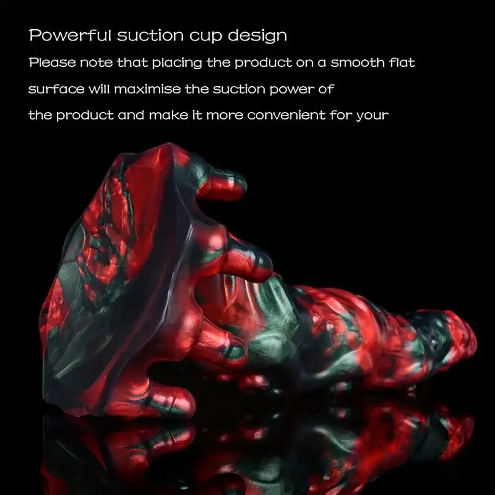 Red and green marbled fantasy dragon dildo, photo 6