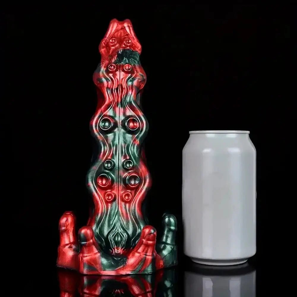 Red and green marbled fantasy dragon dildo, photo 7