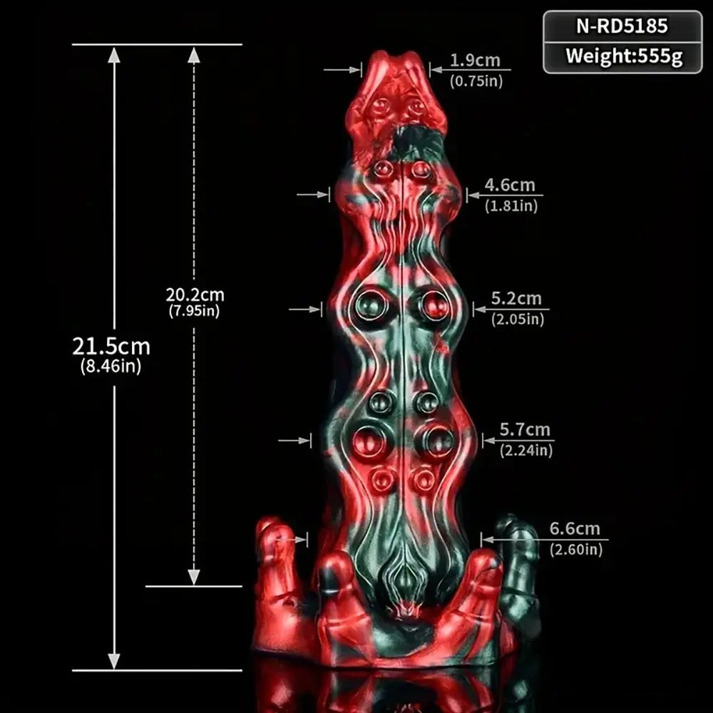 Red and green marbled fantasy dragon dildo, photo 9