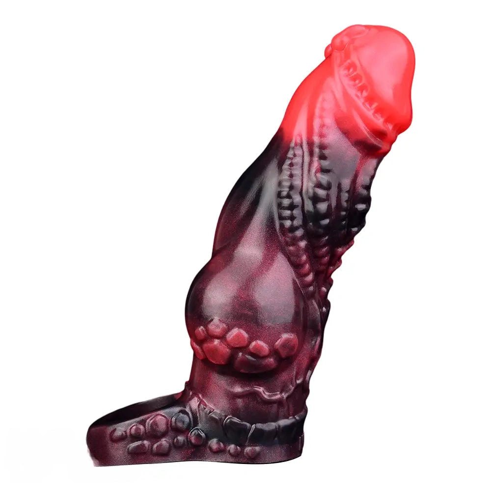 Red fantasy cock sleeve with ring, photo 5