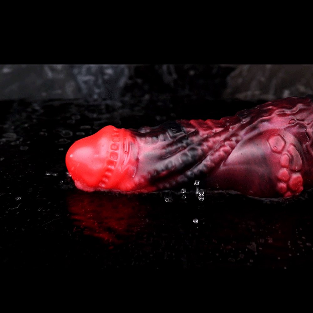 Red fantasy cock sleeve with ring, photo 9