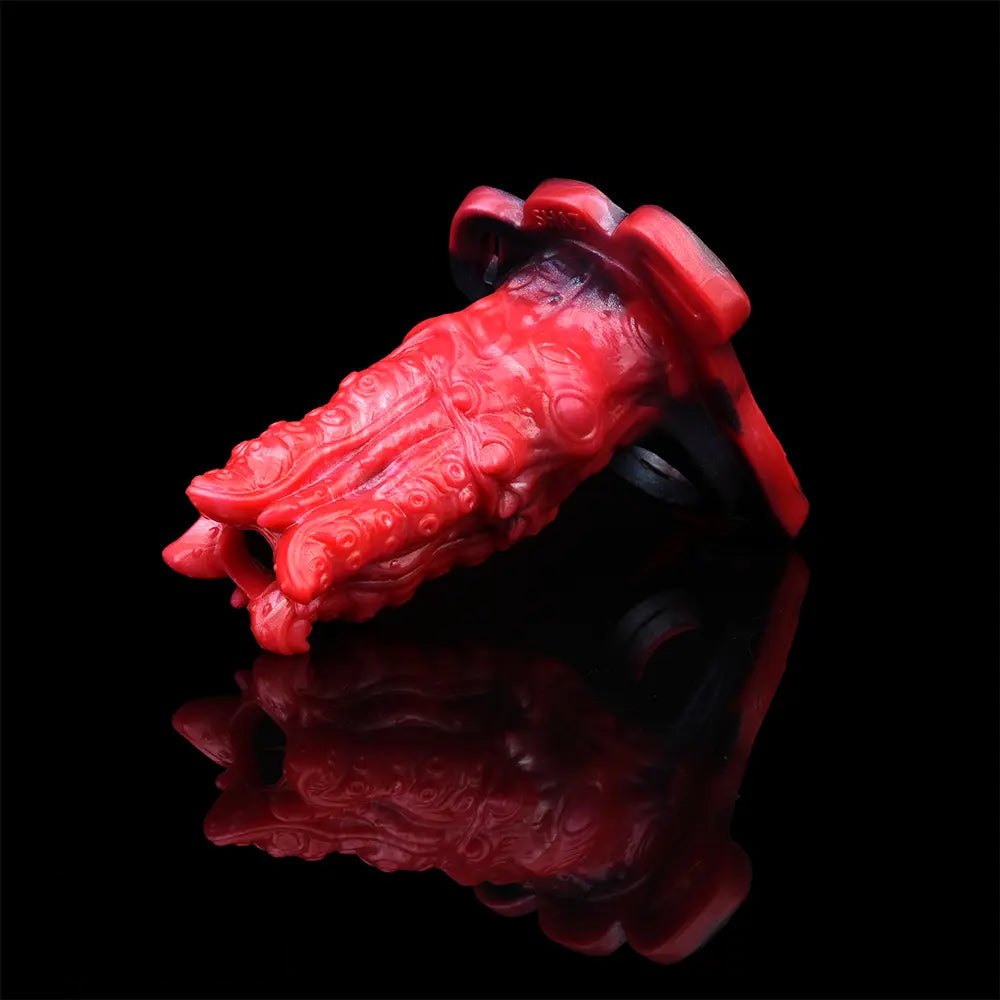 Red and black fantasy-textured strap-on sleeve, photo 10