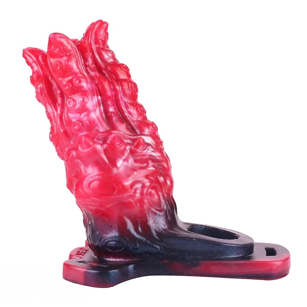 Red and black fantasy-textured strap-on sleeve, photo 15