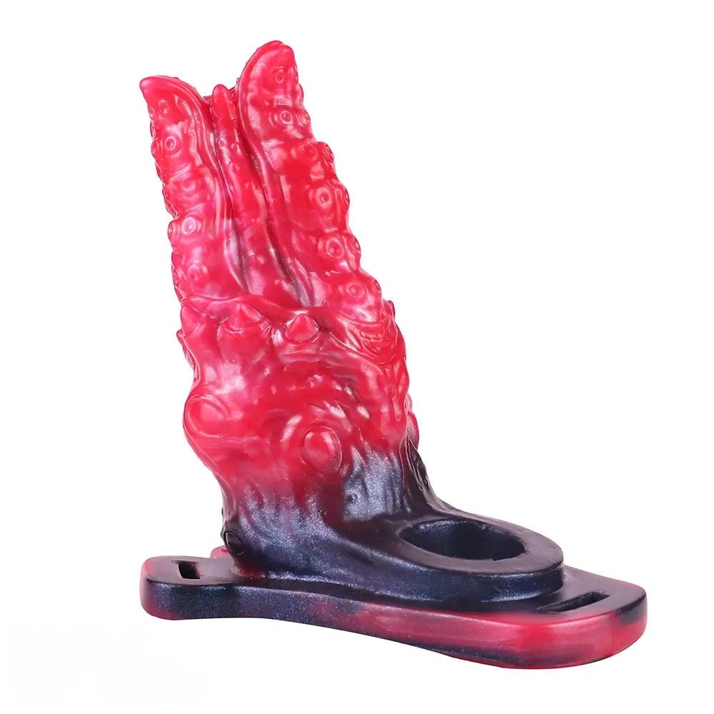 Red and black fantasy-textured strap-on sleeve, photo 3