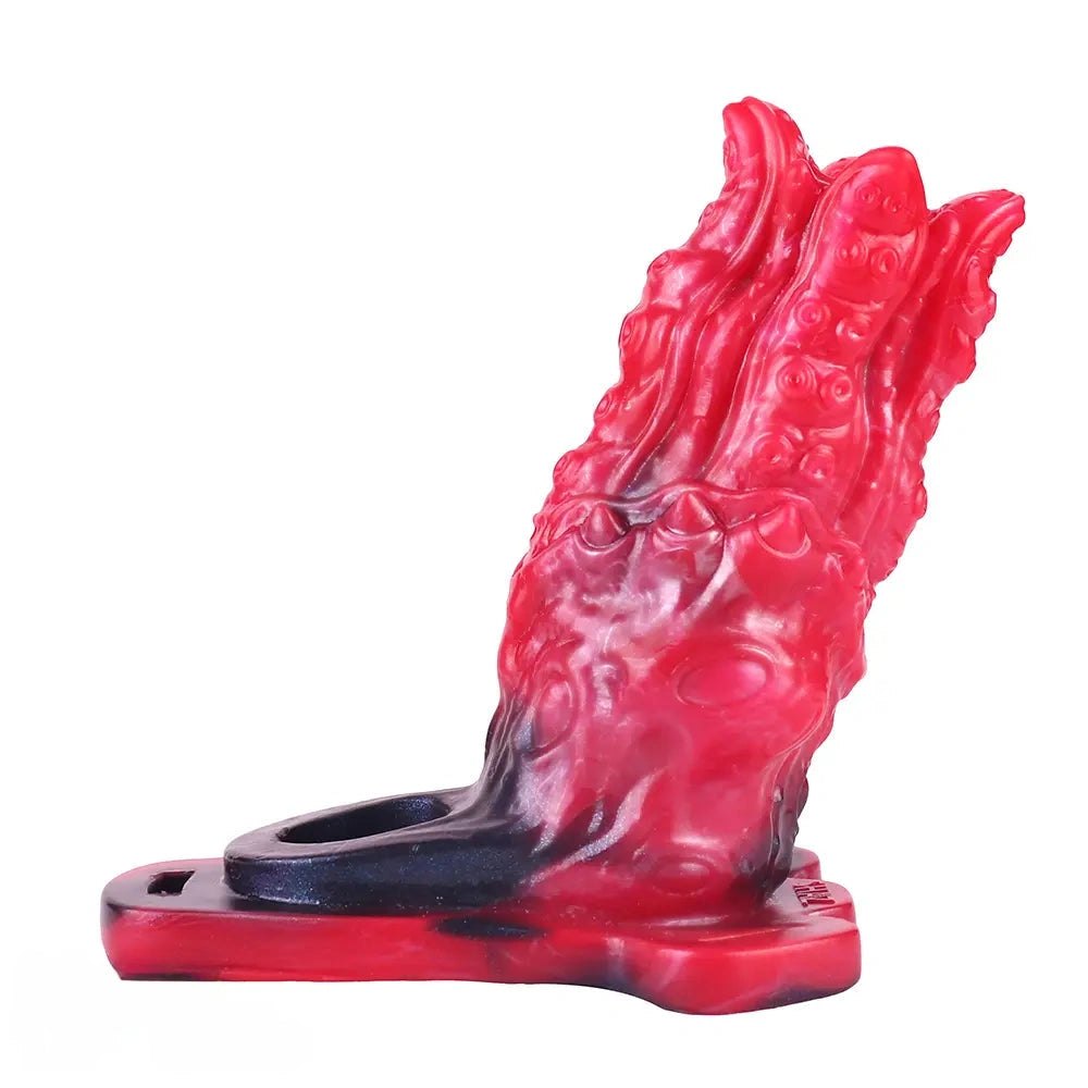 Red and black fantasy-textured strap-on sleeve, photo 6