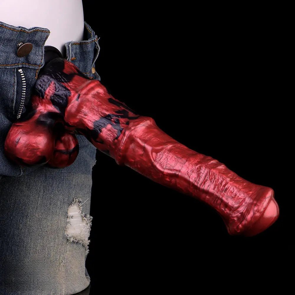 Red silicone horse knot dildo, photo 12