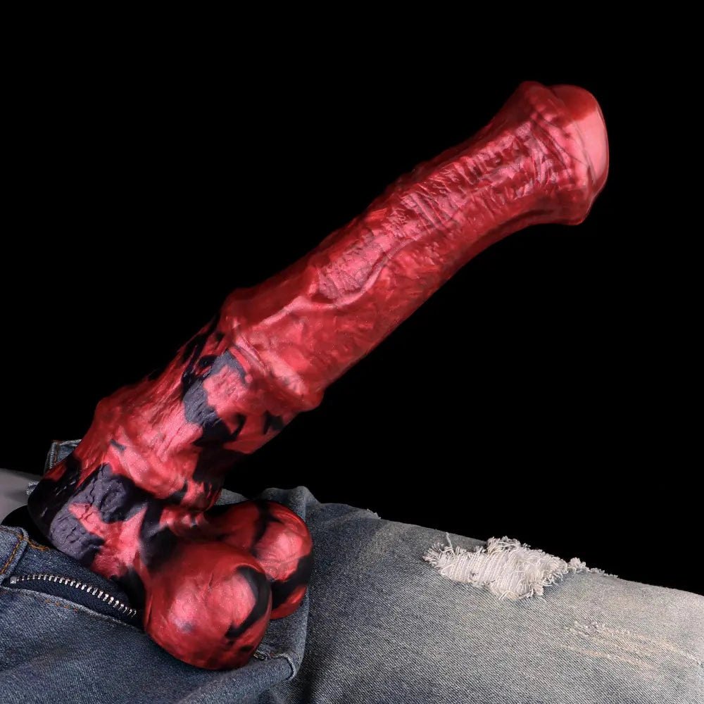 Red silicone horse knot dildo, photo 13