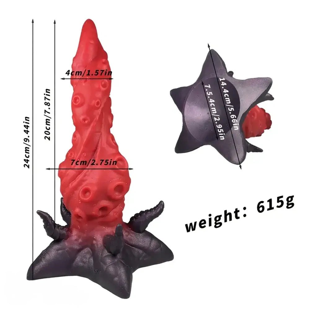 Red silicone knotted tentacle dildo, photo 10