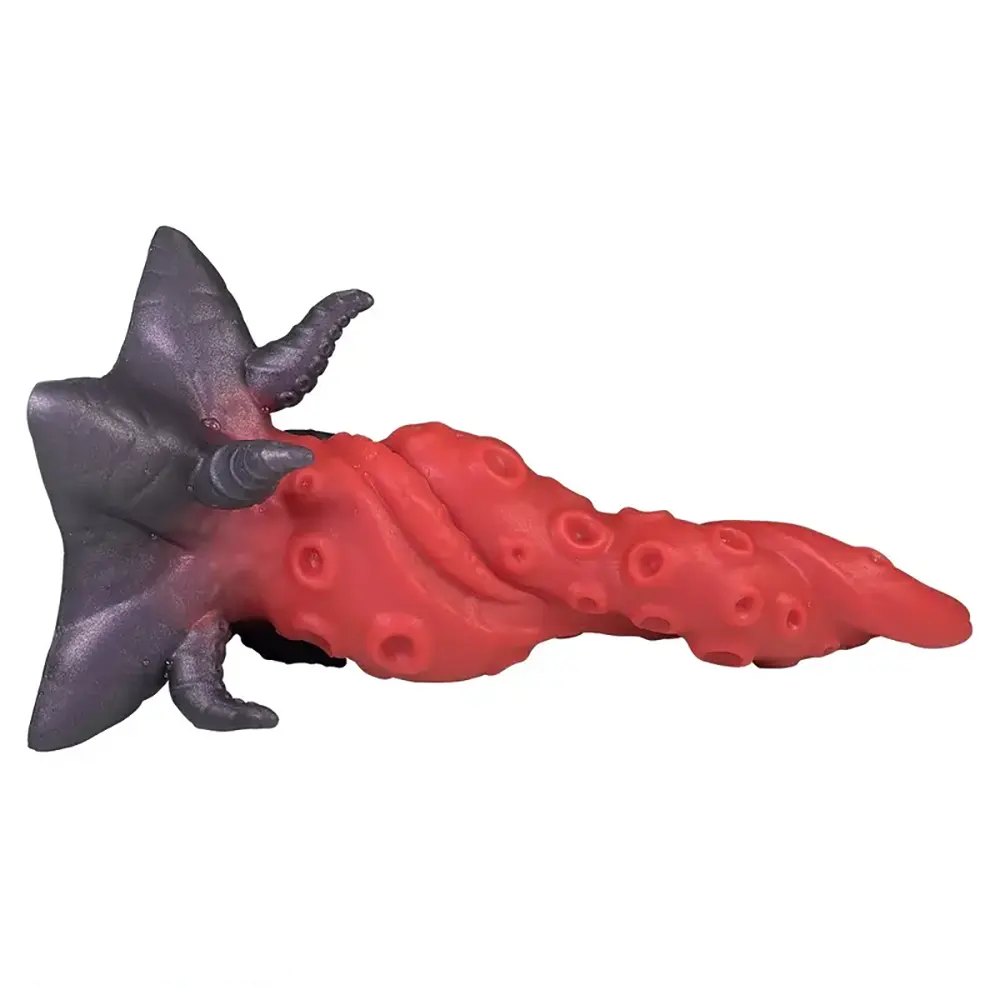 Red silicone knotted tentacle dildo, photo 2
