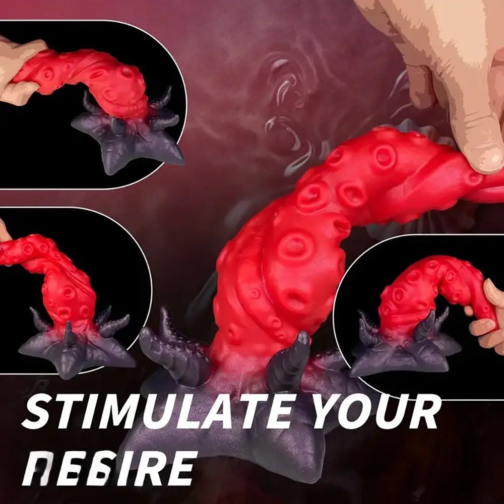 Red silicone knotted tentacle dildo, photo 3