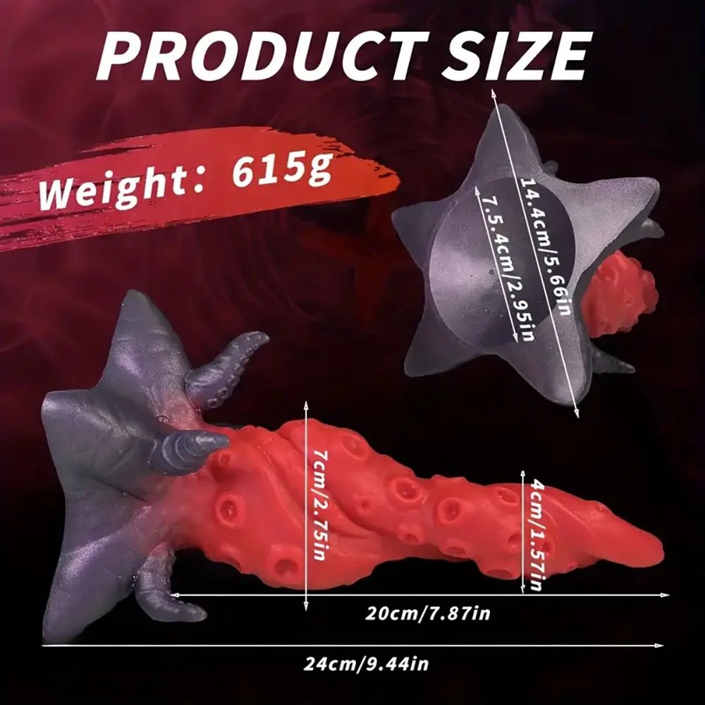 Red silicone knotted tentacle dildo, photo 4