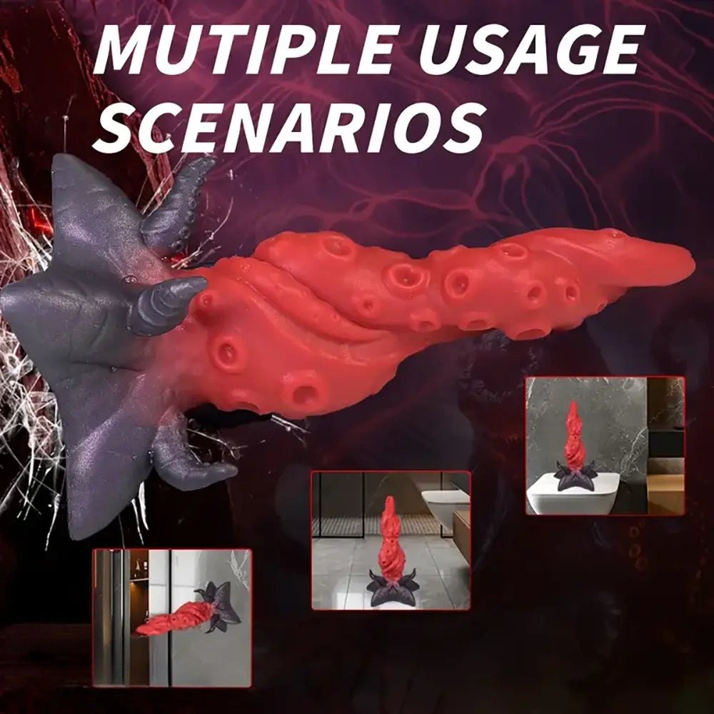 Red silicone knotted tentacle dildo, photo 5