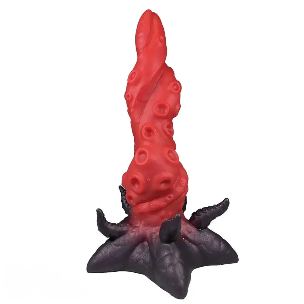 Red silicone knotted tentacle dildo, photo 6