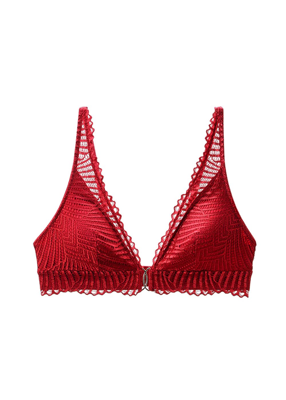 Red lace triangle bralette removable padding, photo 3