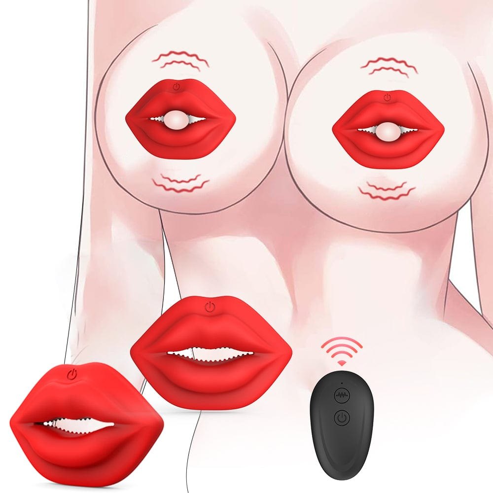 Red lip nipple clamp vibrator, photo 2