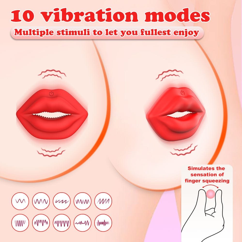 Red lip nipple clamp vibrator, photo 3