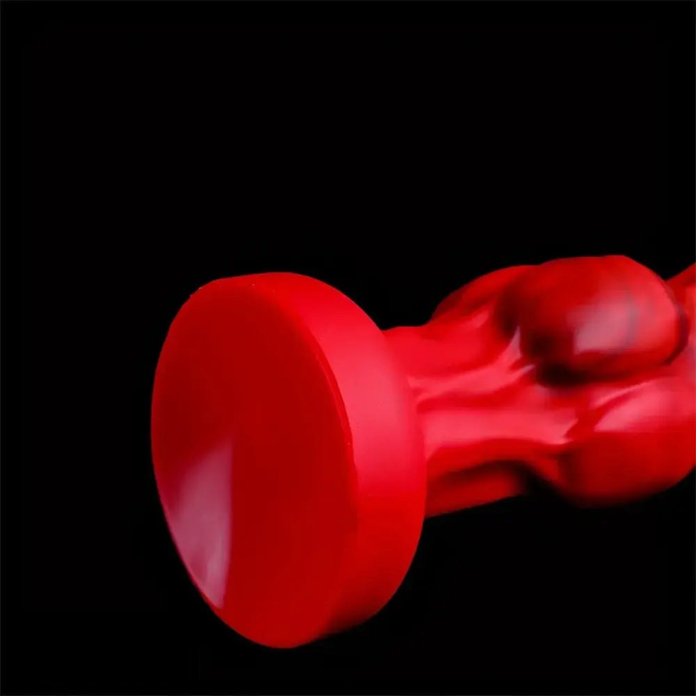 Red black marbled knotted fantasy dildo, photo 14