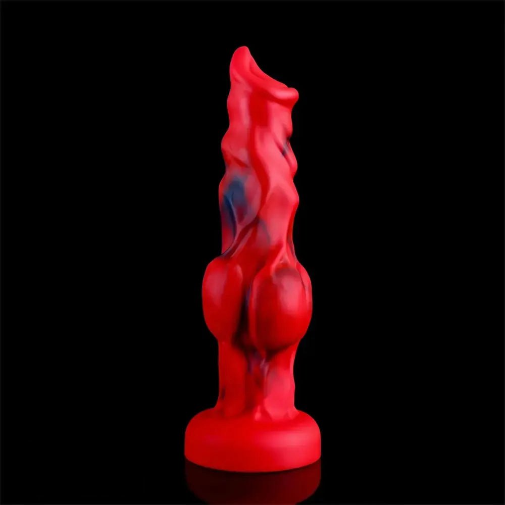 Red black marbled knotted fantasy dildo, photo 2