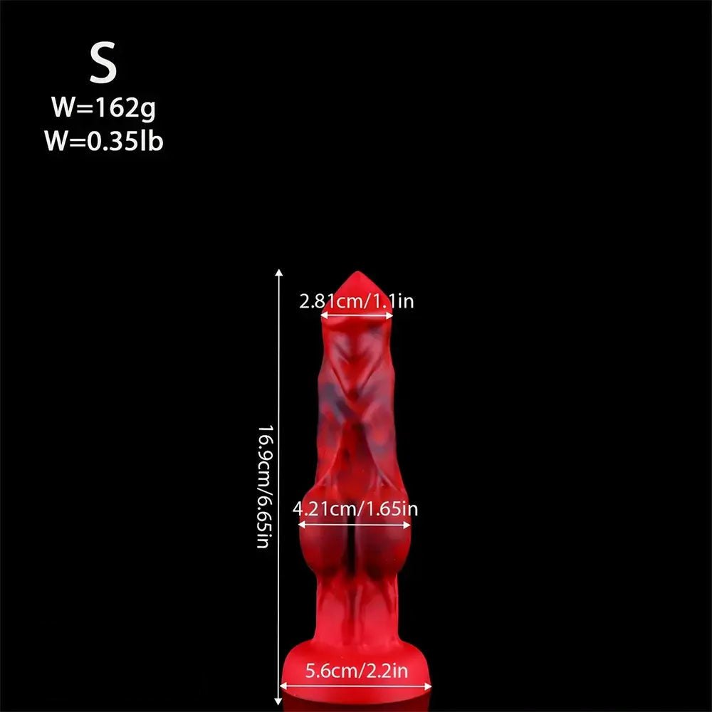 Red black marbled knotted fantasy dildo, photo 20