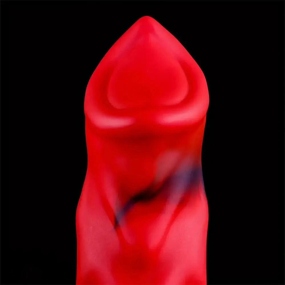 Red black marbled knotted fantasy dildo, photo 6