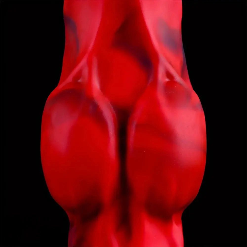 Red black marbled knotted fantasy dildo, photo 7