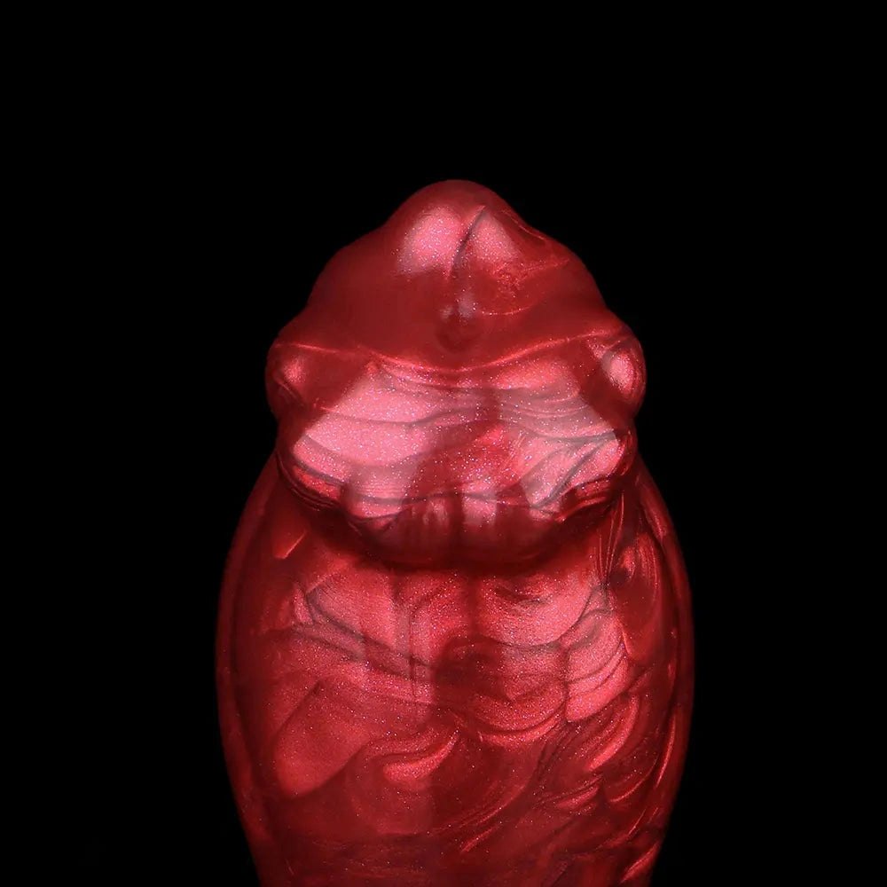 Red and black marbled silicone knotted animal dildo, photo 6