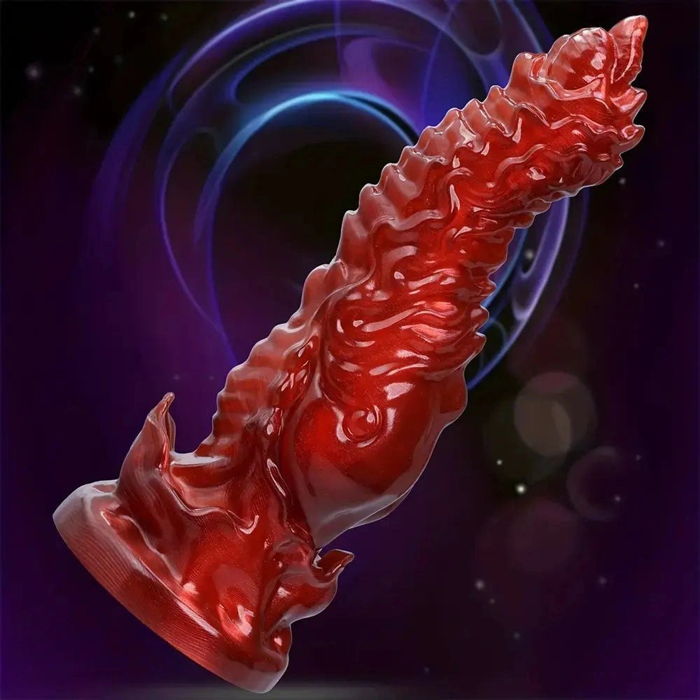 Red silicone fantasy dildo, photo 1