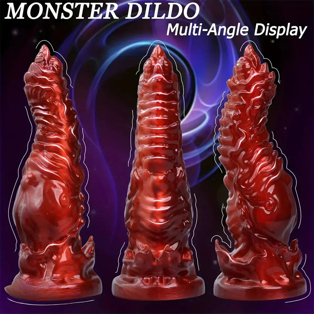 Red silicone fantasy dildo, photo 10