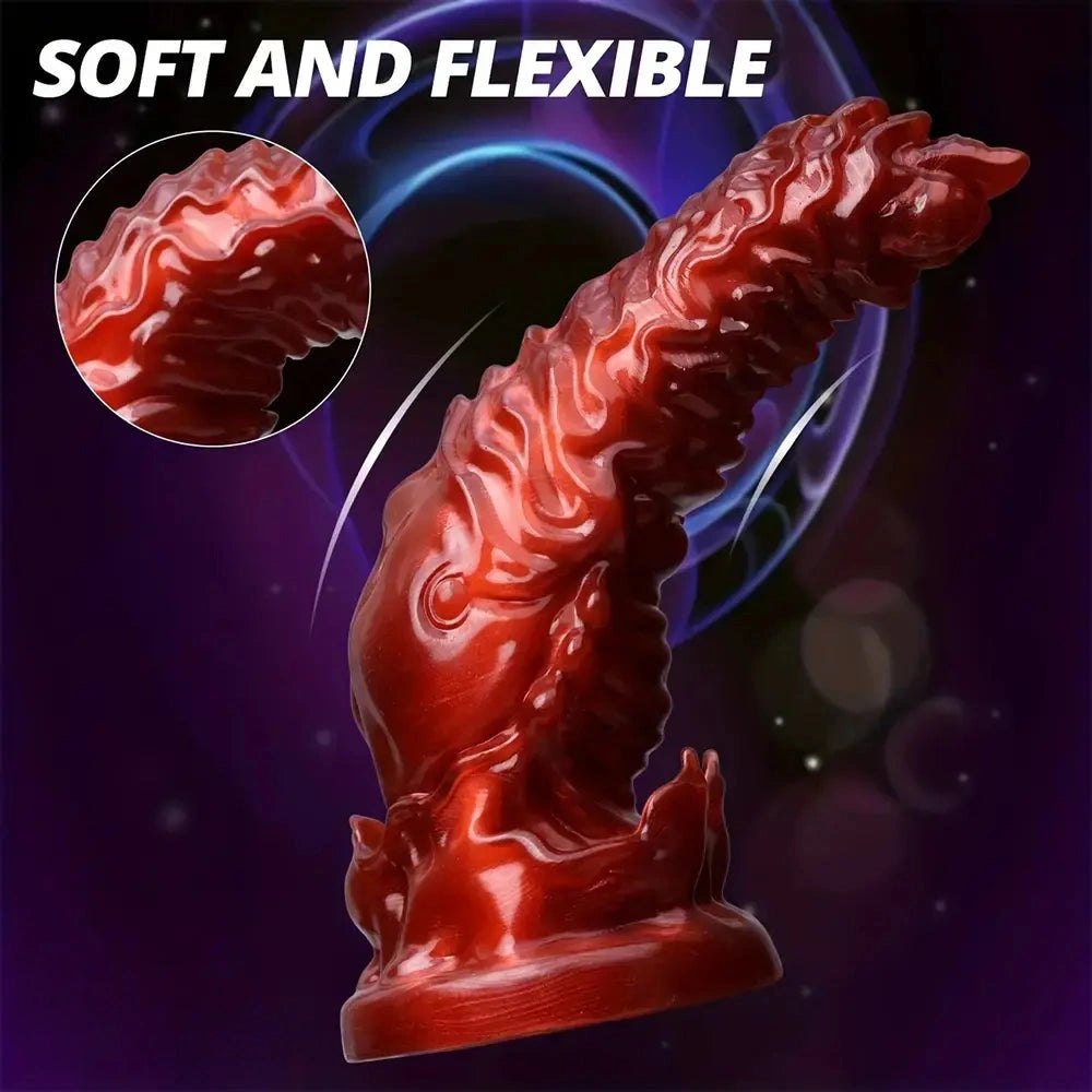 Red silicone fantasy dildo, photo 11