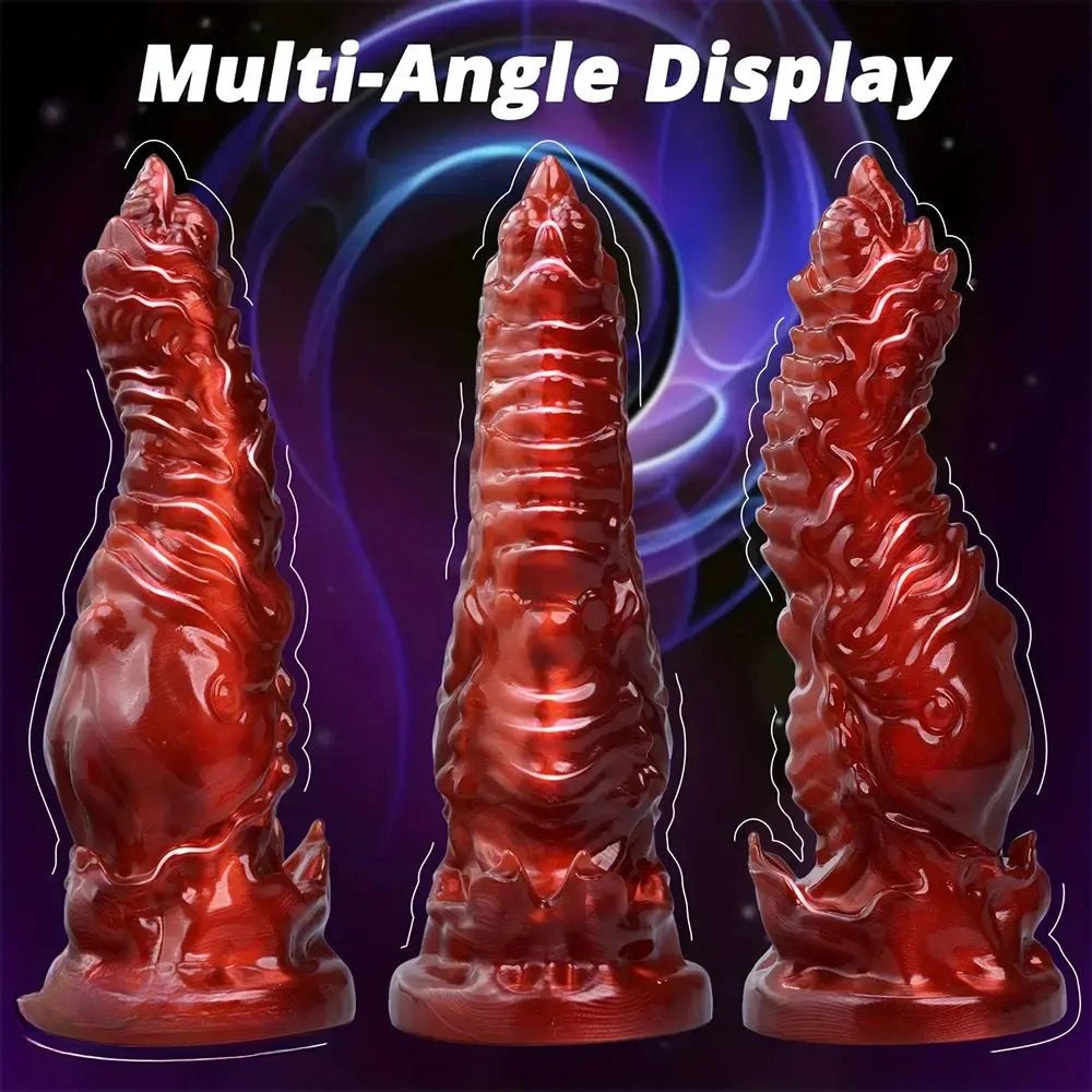 Red silicone fantasy dildo, photo 2