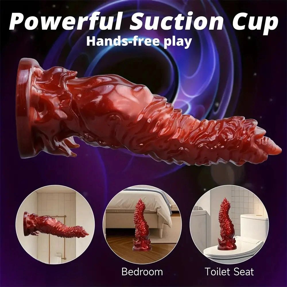 Red silicone fantasy dildo, photo 3