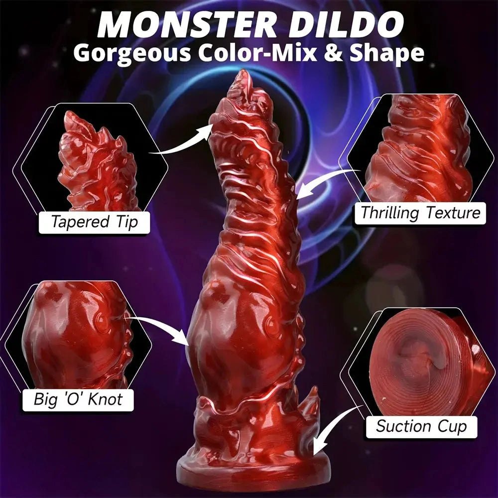 Red silicone fantasy dildo, photo 4