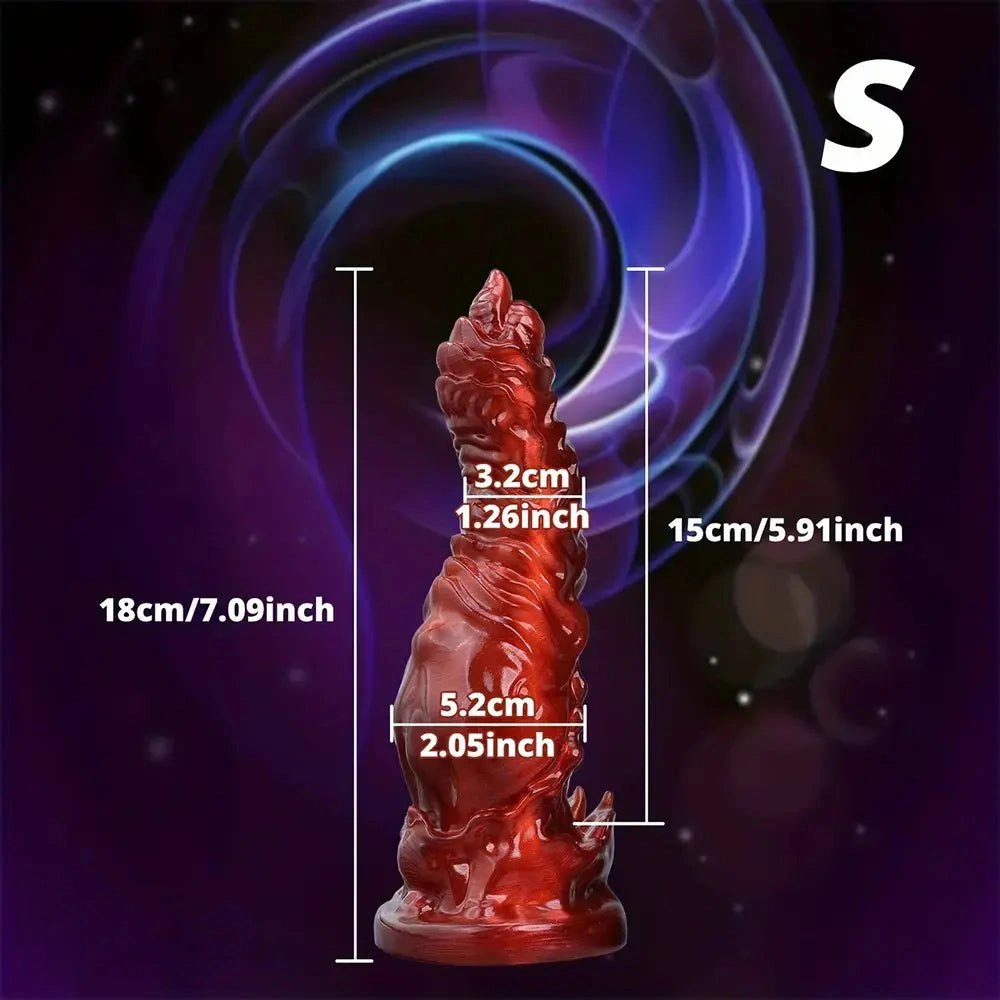 Red silicone fantasy dildo, photo 6