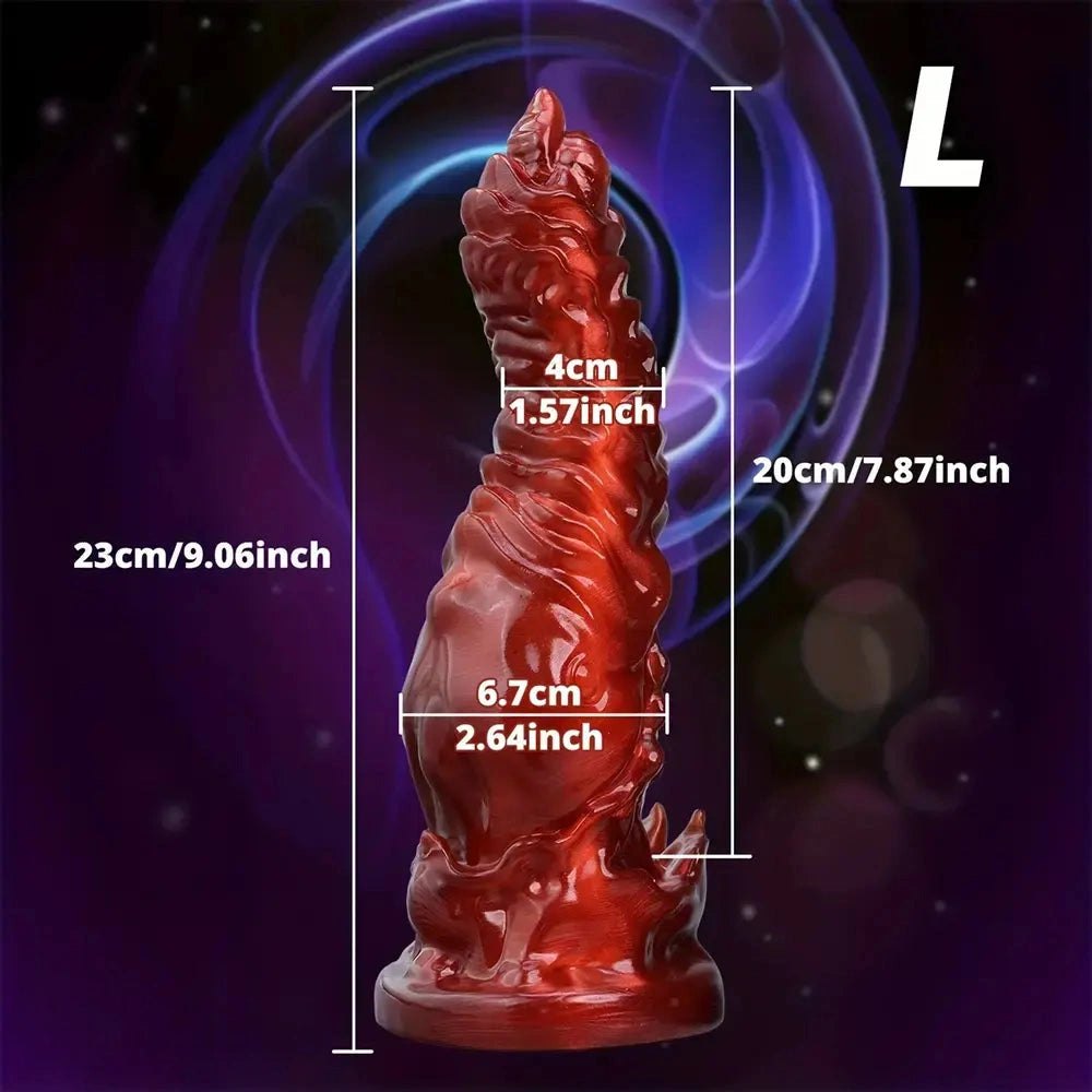 Red silicone fantasy dildo, photo 7