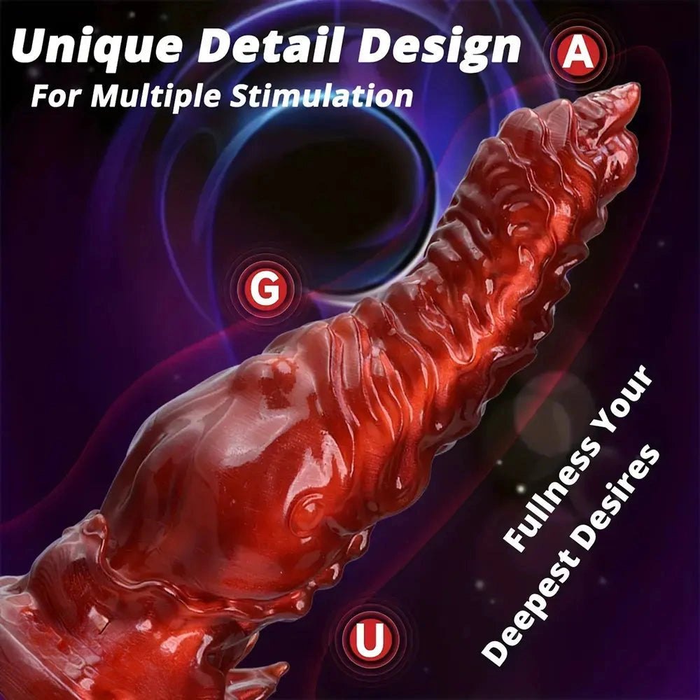Red silicone fantasy dildo, photo 9