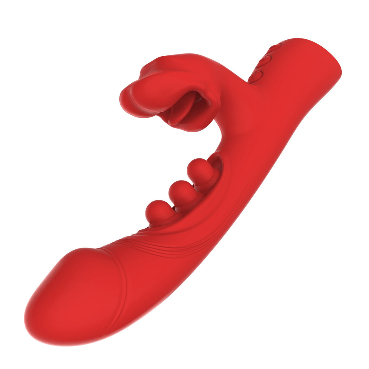 Red rabbit vibrator with biting clit arm, photo 1