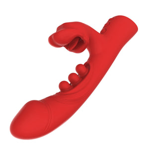 Red rabbit vibrator with biting clit arm, photo 1