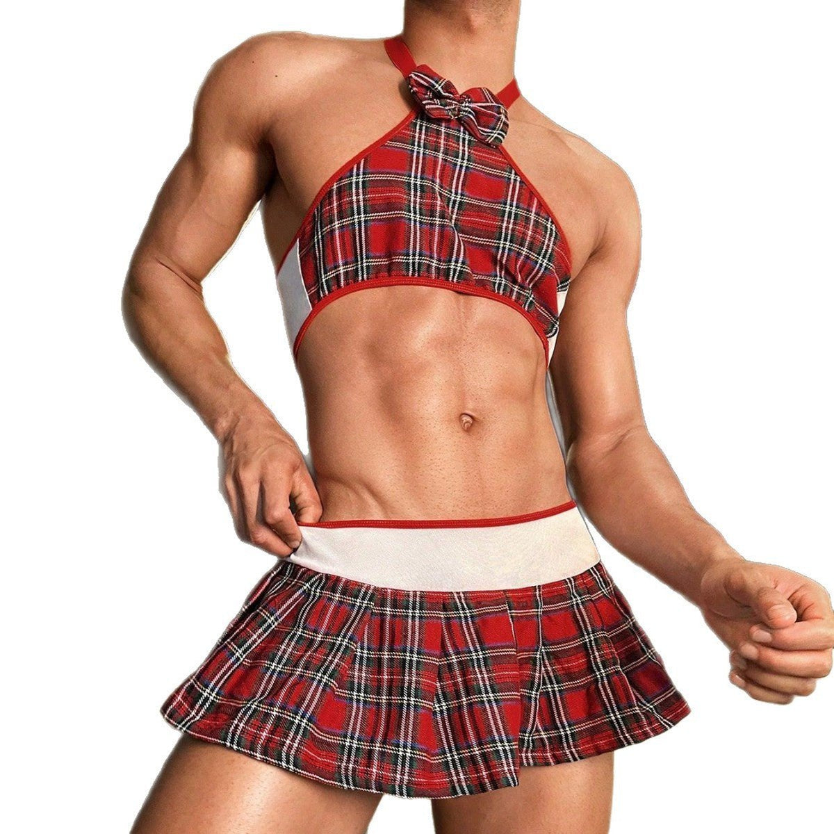 Red plaid pleated skirt roleplay costume, photo 5