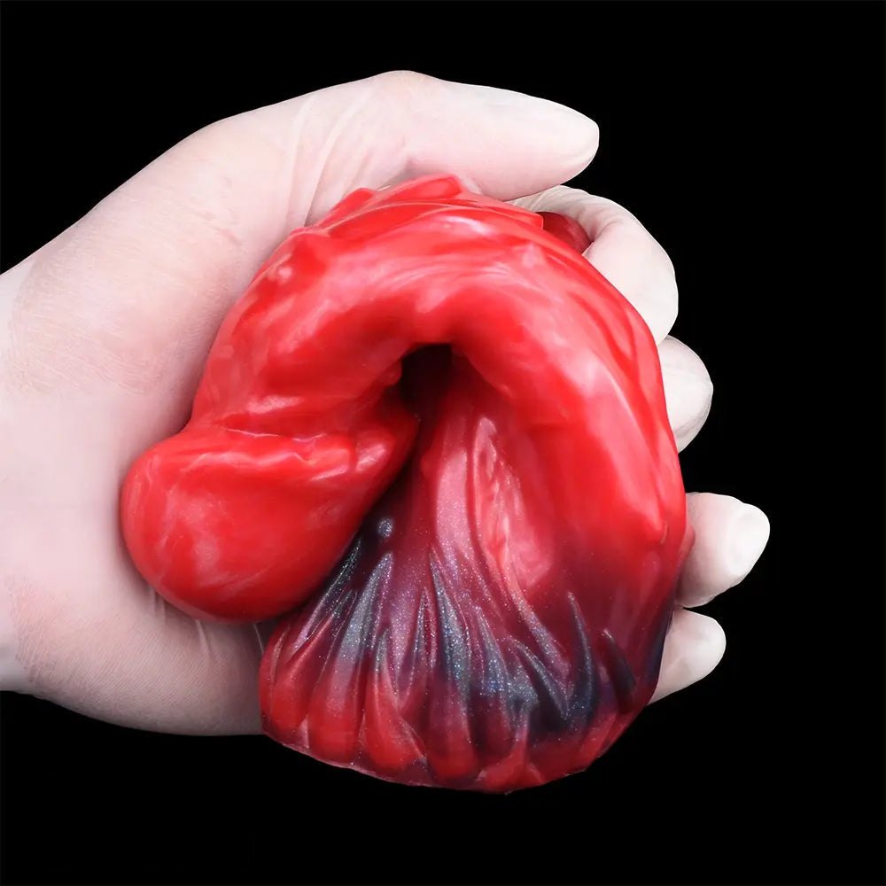 Red realistic silicone dildo, photo 11