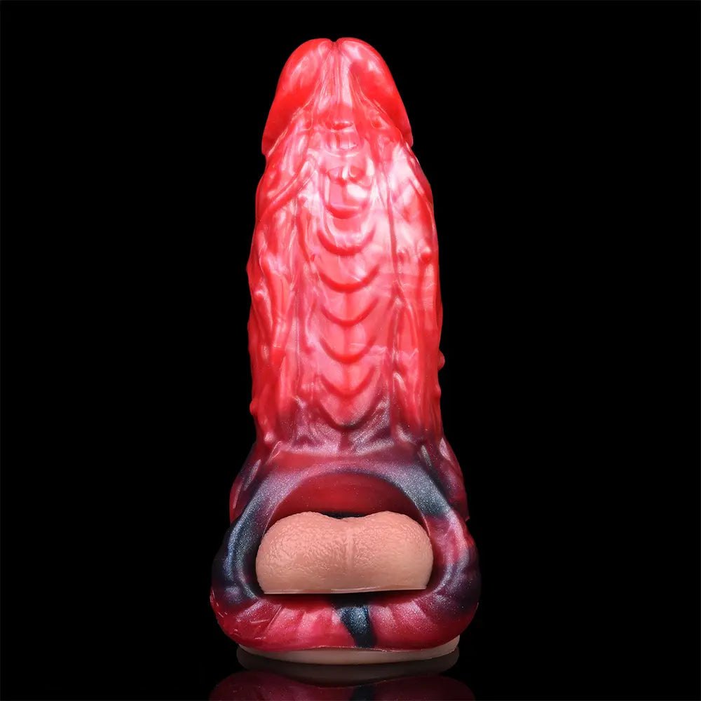Red realistic silicone dildo, photo 12