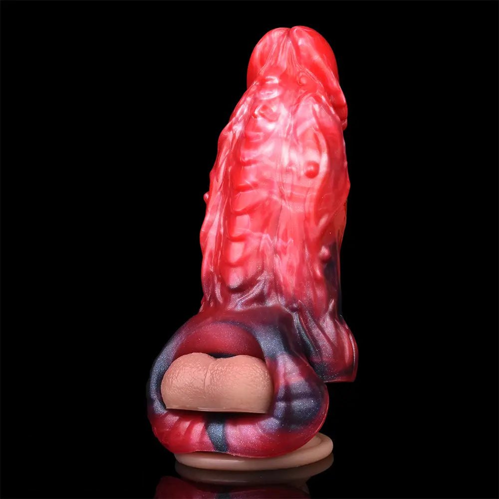 Red realistic silicone dildo, photo 14